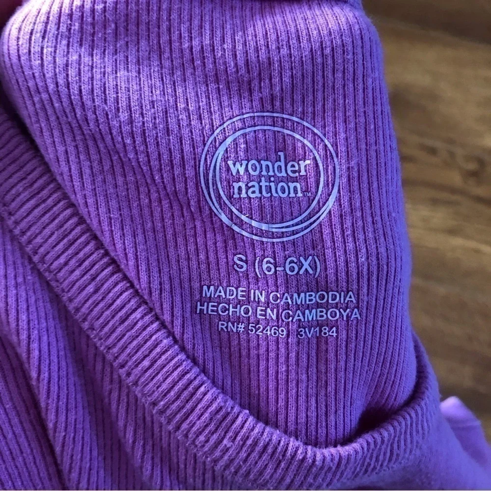 Wonder Nation purple ribbed tank top in size S (6-6X)